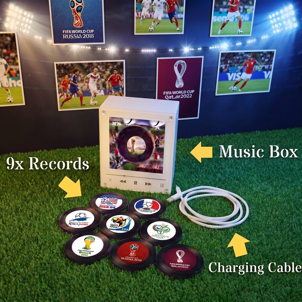 Vinyl Vibe™ Soccer Edition - Customizable Magnetic Music Box