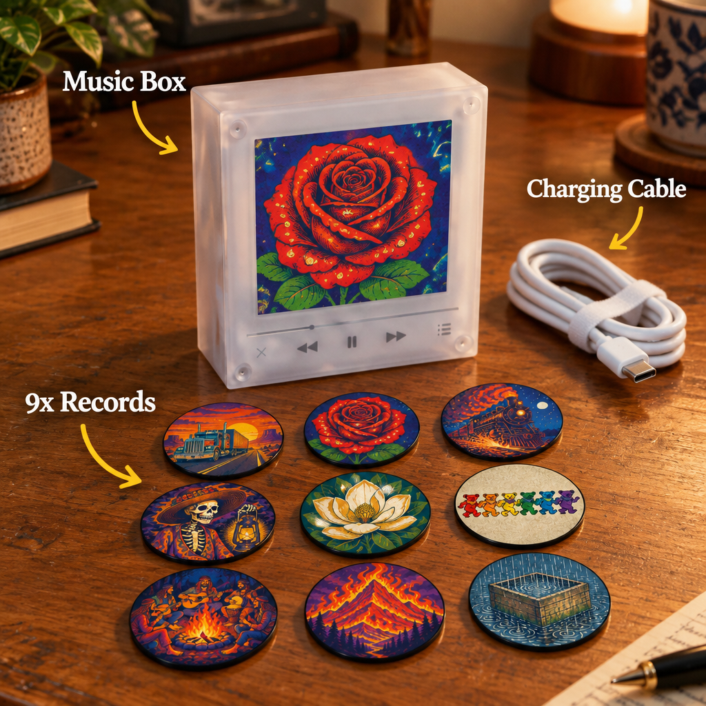 GD Edition music box, nine records and charging cable