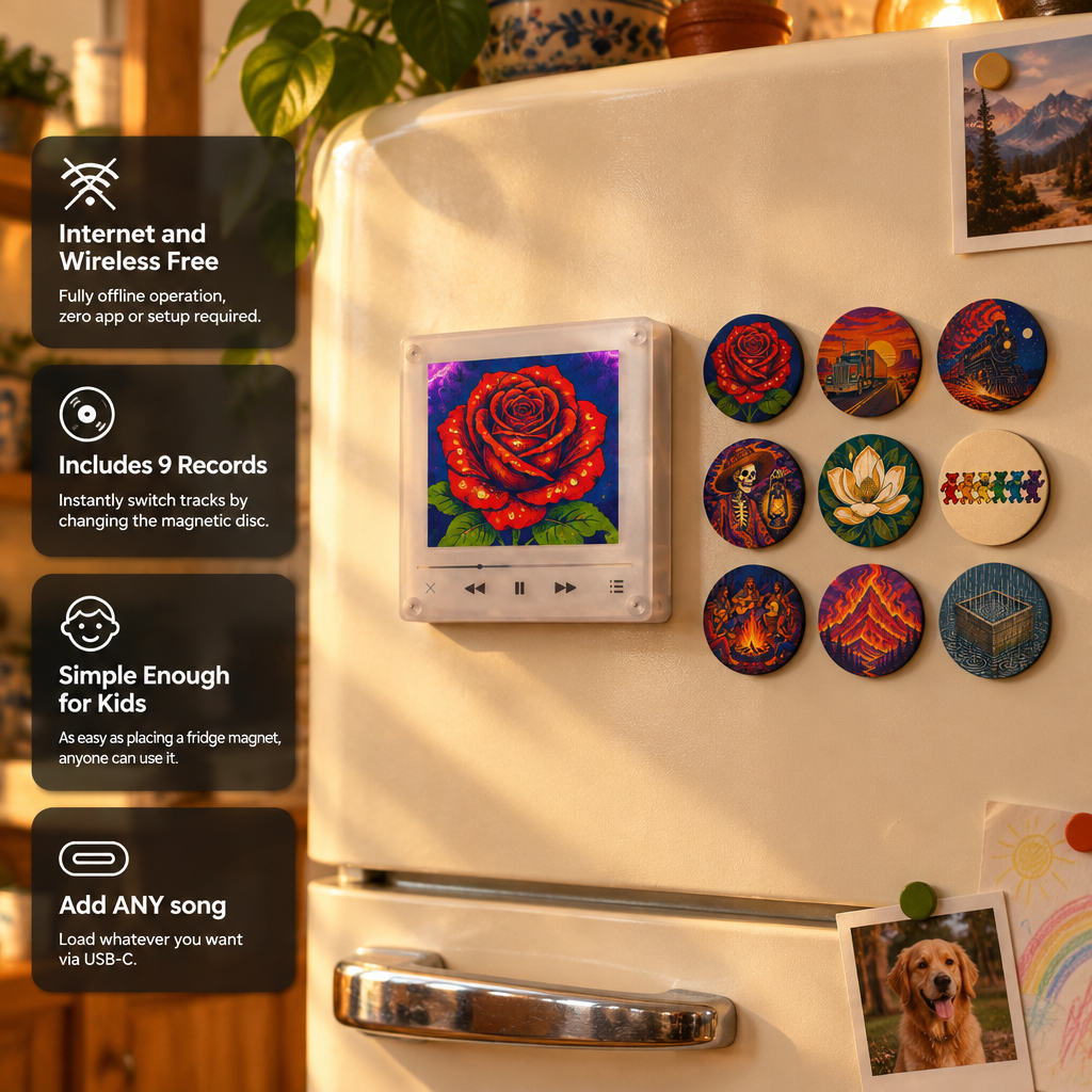 GD Edition features, mounted on a fridge