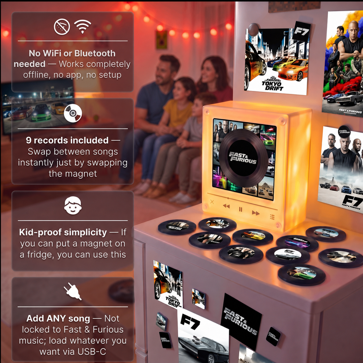 Vinyl Vibe™ F&F Edition - Customizable Magnetic Music Box