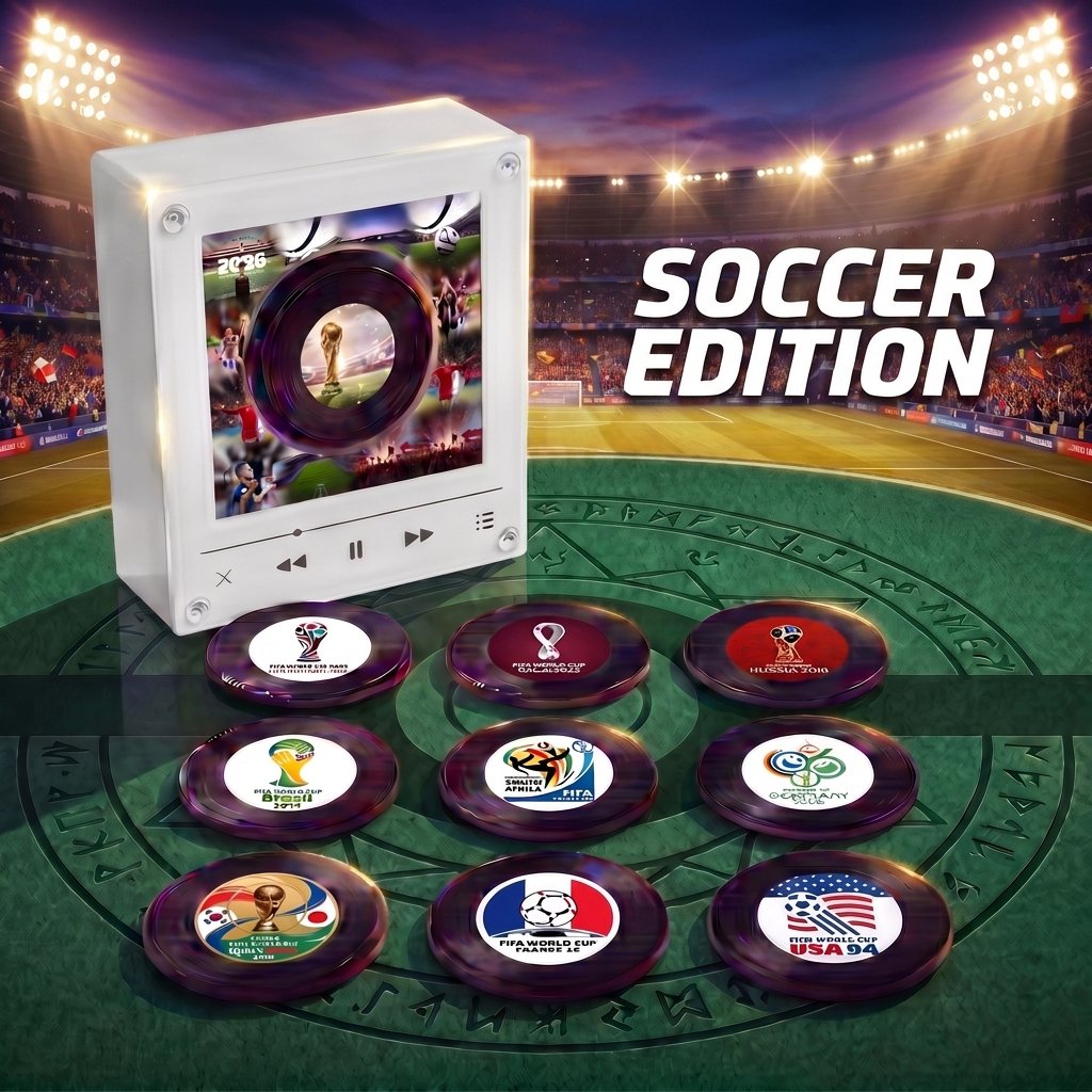 Vinyl Vibe™ Soccer Edition - Customizable Magnetic Music Box